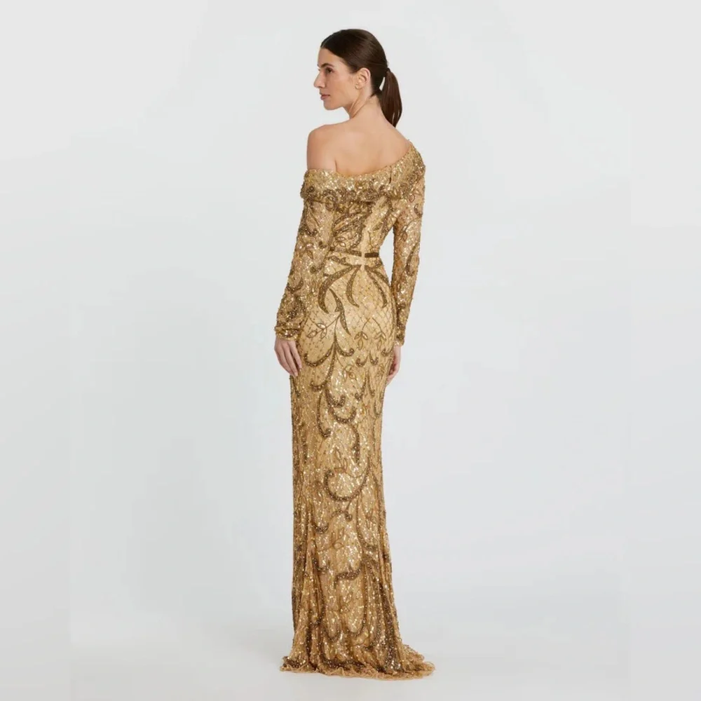 Mac Duggal Gold One Shoulder Dress - Picture 2 of 16